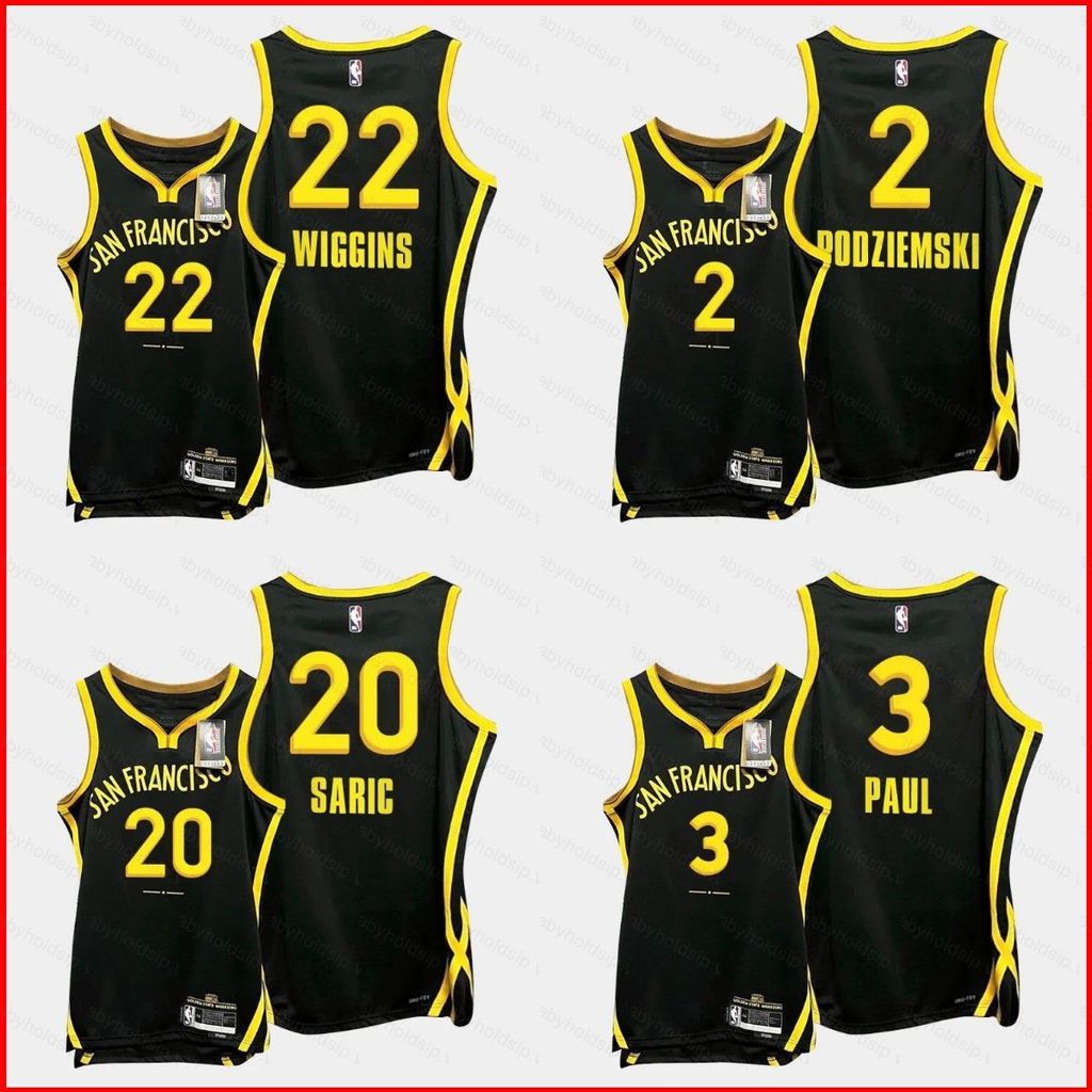 Áo jersey Unisex City Edition NBA Warriors Wiggins Saric, phù hợp cả nam và nữ