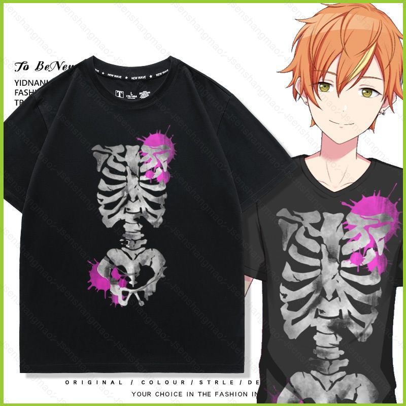 Áo thun mùa hè Shinonome Akito từ Project Sekai, tay ngắn, màu sắc rực rỡ