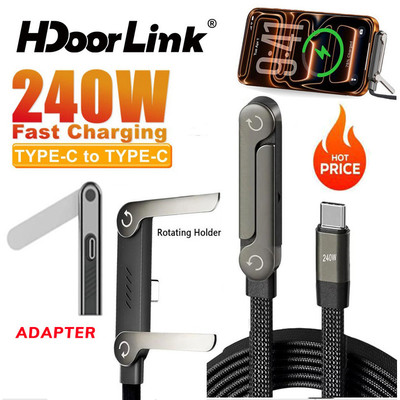 HdoorLink 240W Type-C Sạc Nhanh Vô Hình Giá Đỡ Cáp Dữ Liệu Hình Chữ L Type-C Sang IOS Cáp Sạc
