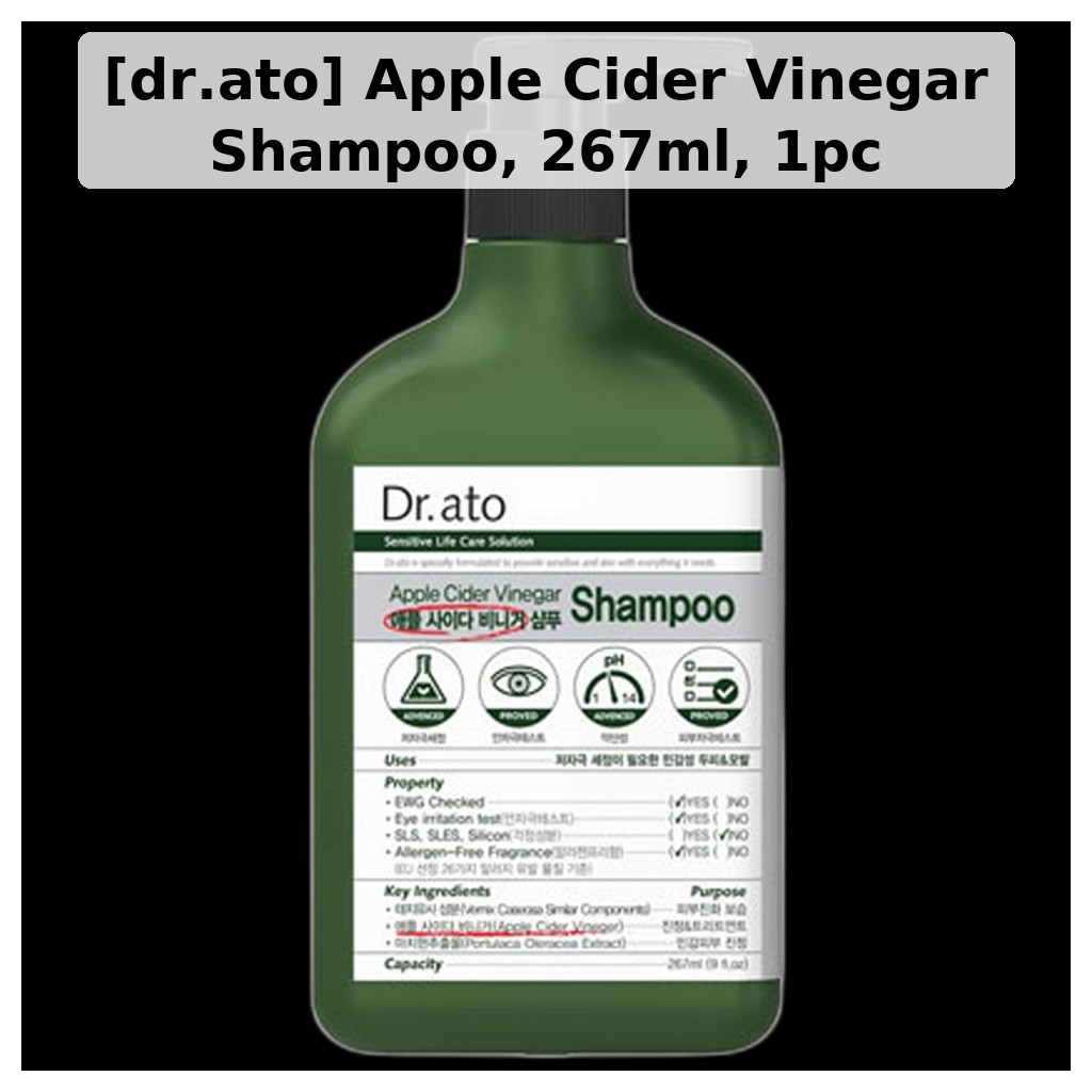 [dr.ato] Dầu Gội Giấm Apple Cider, 267ml, 1pc / Dầu Gội Apple Cider Hàn Quốc / Công Thức Làm Sạch / 