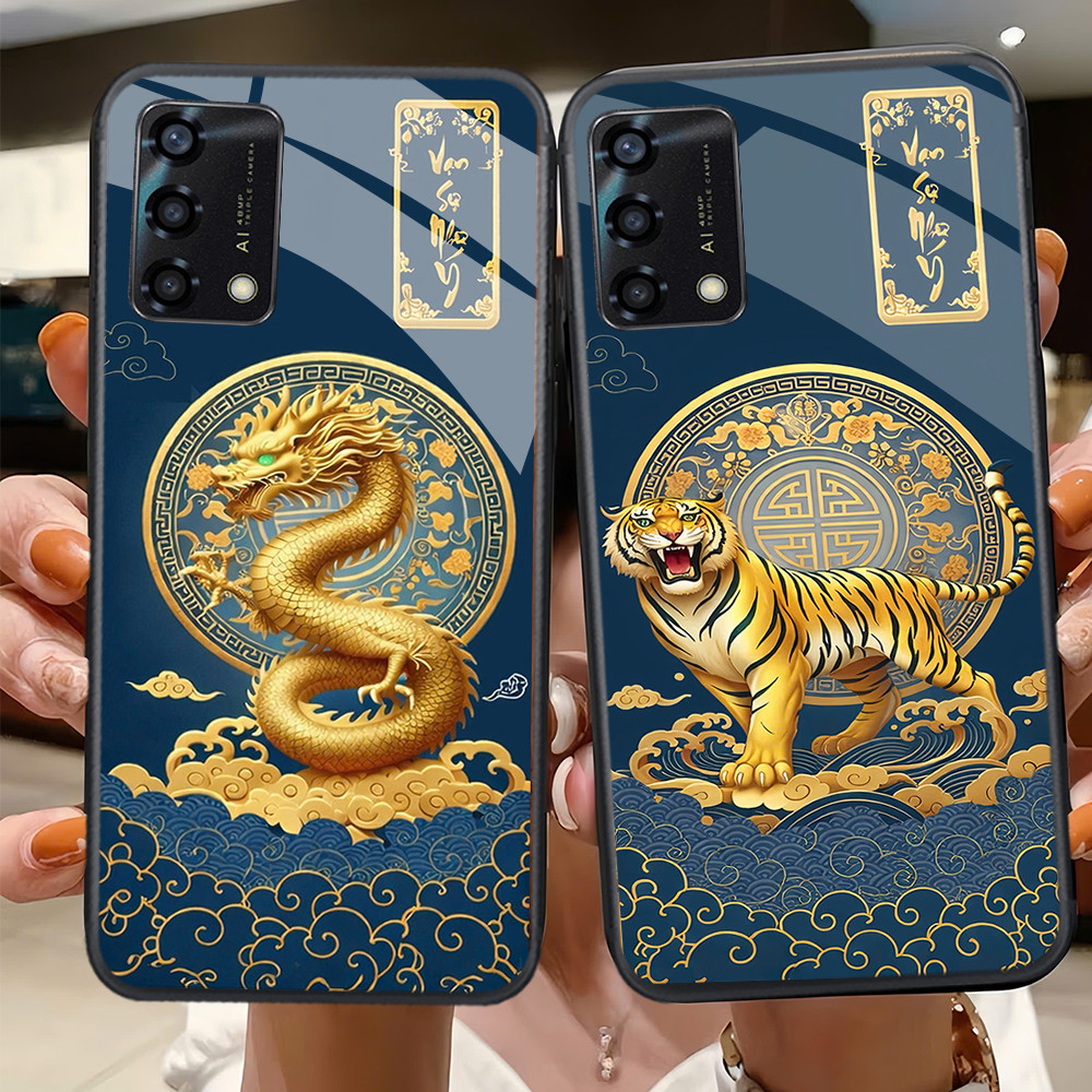 Ốp lưng cho OPPO A74, A74 5G, A95,A54 5G thiết kế 12 con giáp Tết 2026, mặt lưng kính cường lực, Ốp 
