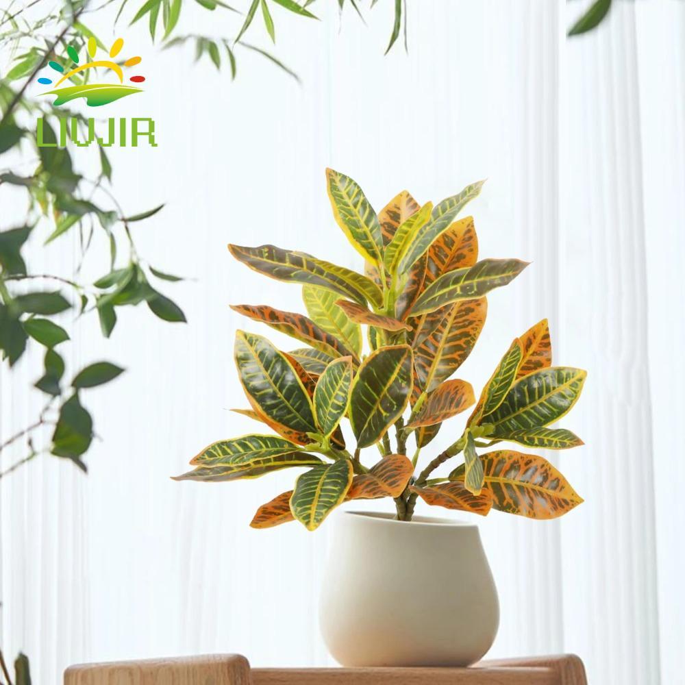 LIUJIR Cây Ficus nhân tạo, Cây Banyan nhiệt đới giống như thật, Cây xanh Lớn 35 lá Cây Ficus giả Tra
