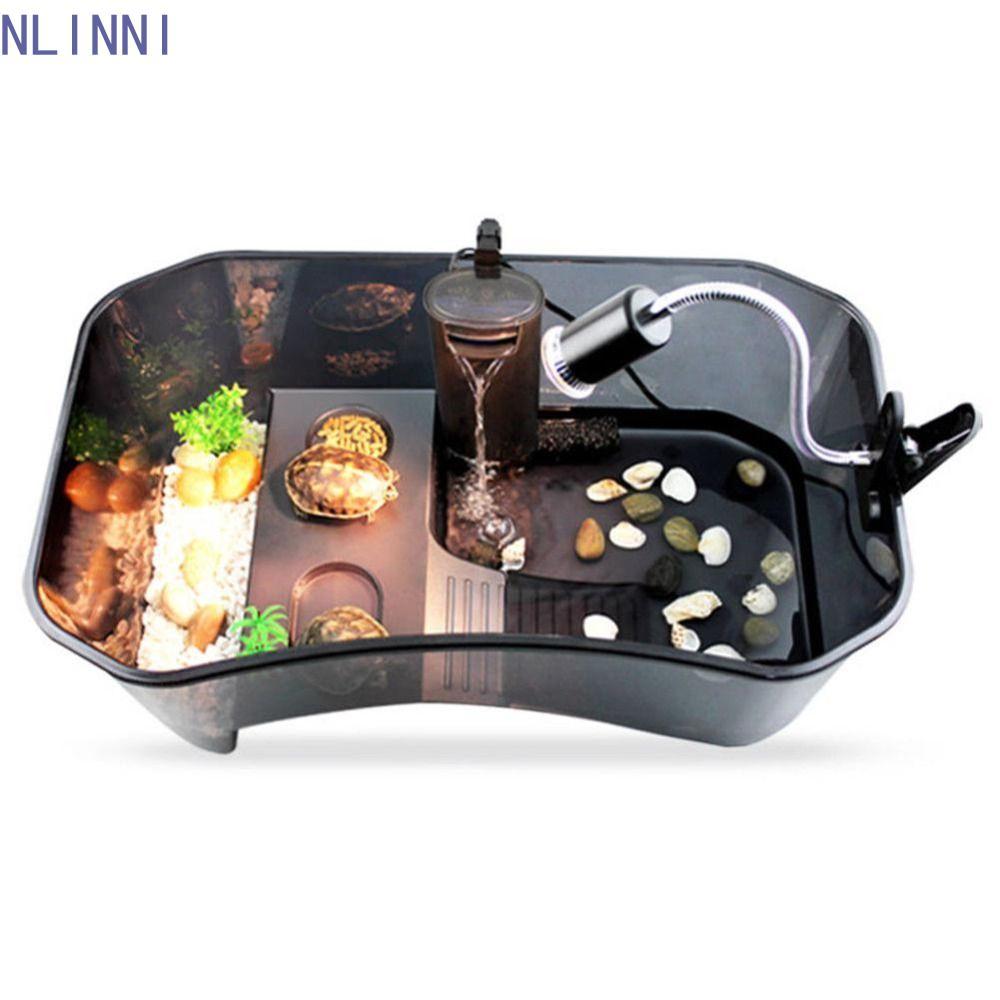 NLINNI Turtle Vivarium Box, Basking Ramp Water Land Dual Use Turtle Aquarium, Rùa Môi Trường Sống Vu