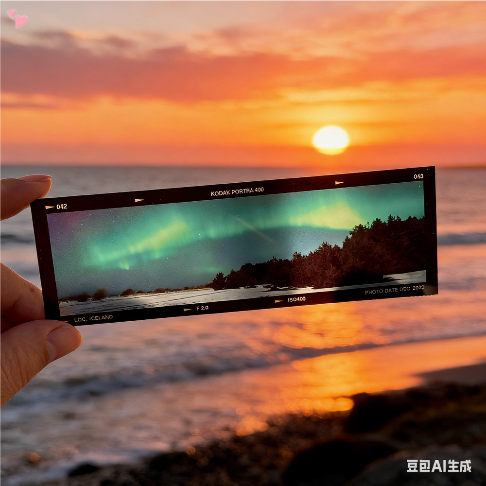 Iceland Aurora Acrylic Film Strip Bookmark Kodak Portra 400 Phong Cách Đèn Phương Bắc & Hoàng Hôn Ph