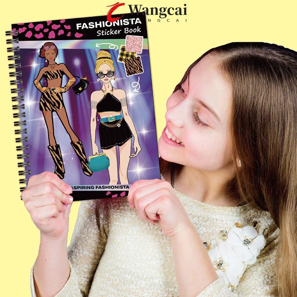 WANGCAI Coloring Sticker Book, Dress Up Washable Dress Up Sticker Book, Sticker Book Thời trang Colo