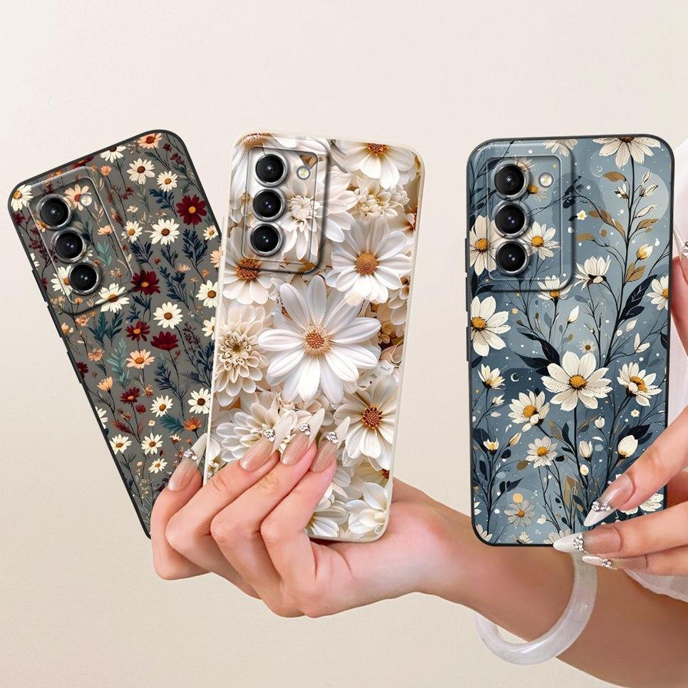 Daisy Bow Họa Tiết Bướm Hoa Anh Đào Ốp Lưng Cho Samsung Galaxy S21 + S21 FE S21 Ultra Ốp lưng Silico