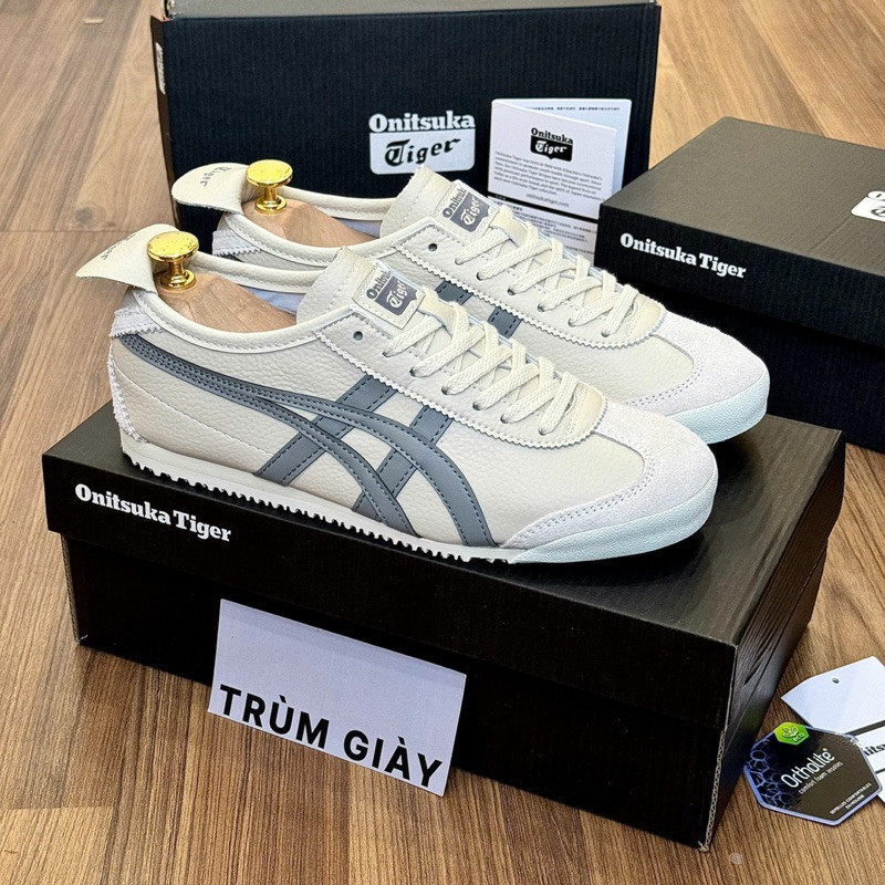 ONITSUKA TIGER Giày Onitsuka Nam Nữ Onitsuka Da Onitsuka Hổ Xám Trắng Hình Ảnh Vật Lý YWX2