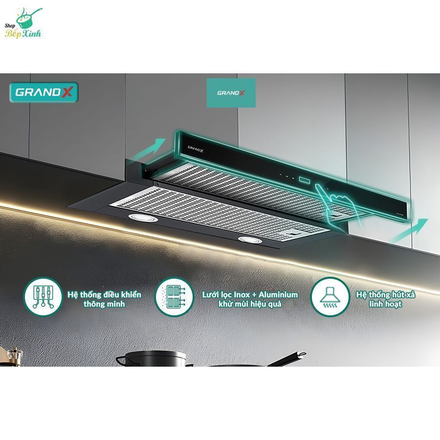 Máy hút mùi âm tủ GrandX GX H70F58B - kích thước 70cm, điều khiển cảm ứng