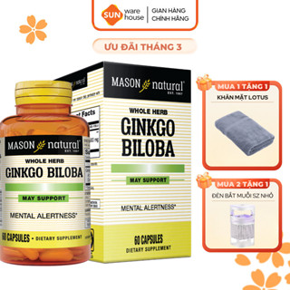 Viên Uống Mason Natural Ginkgo Biloba Hỗ Trợ Chức Năng Bộ Não, Hệ Thần Kinh 60 Viên