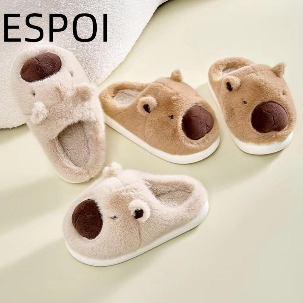ESPOI Mùa Thu Đông Dép Capybara, Ấm Bàn Chân Trong Nhà Phòng Ngủ Cotton Kapibala Dép Ấm Áp Sang Trọng, Mềm Mại Chống Trơn Trượt Thoải Mái Kích Thước 36-45 Giày Gia Đình