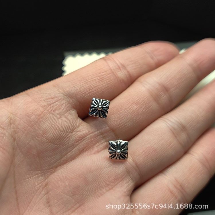 Square Cross Earrings with Vintage Finish925Silver Star Personalized Earrings