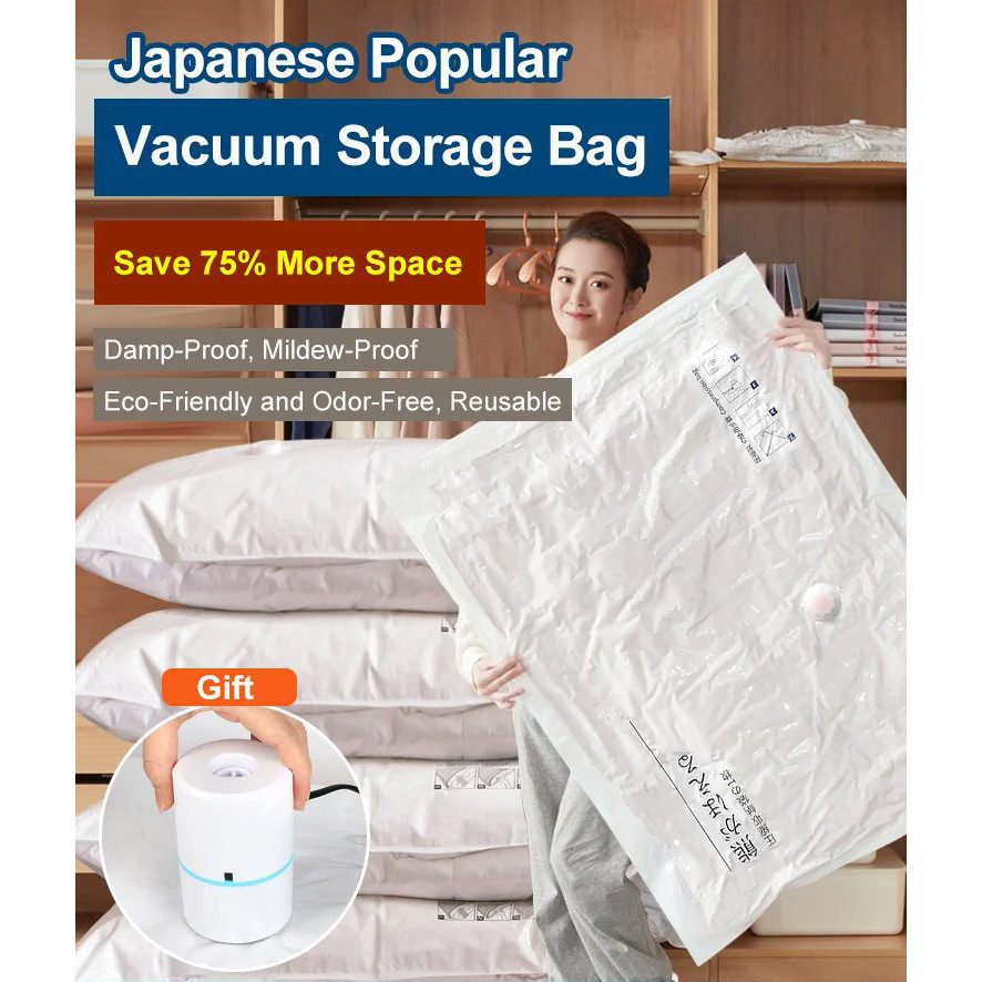 【Electric Pump & Mildew Proof】Vacuum Storage Bags Extra Large With Thickened Material For Clothes/Qu
