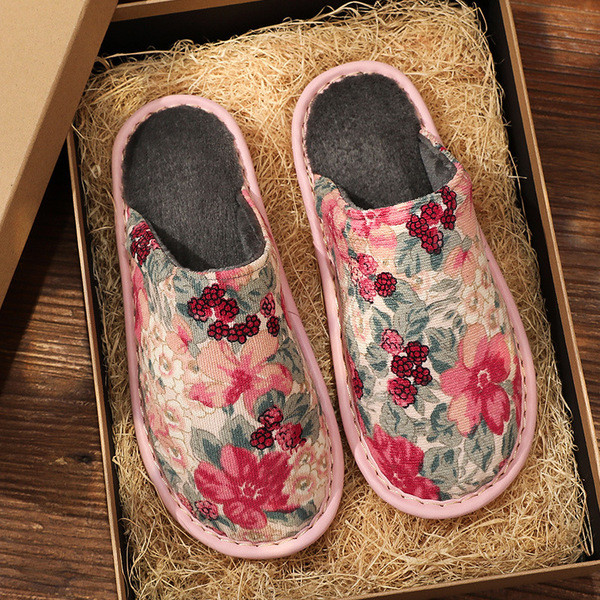 dép sục nữ dép sục nữ đế cao Dép Cotton Nữ Hộ Gia Đình Thu Đông Nhà Chống Trơn Trượt Sàn Gỗ Trong Nh