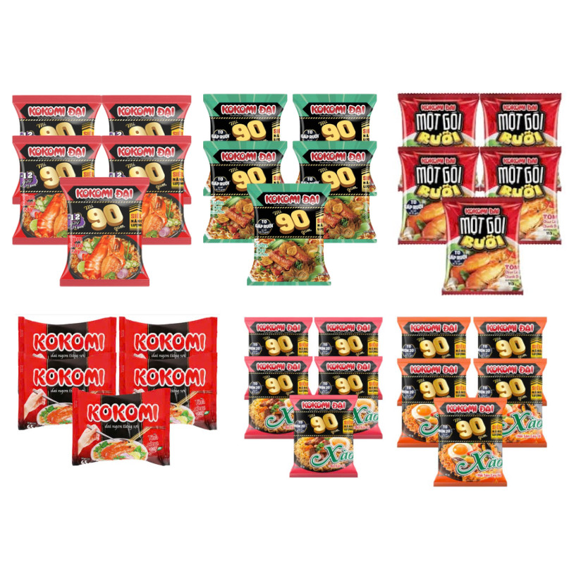 COMBO 5 GÓI Mì KOKOMI 65g/ KOKOMI Đại 90g/ KOKOMI Gói Rưỡi/ KOKOMI Xào Các Vị....