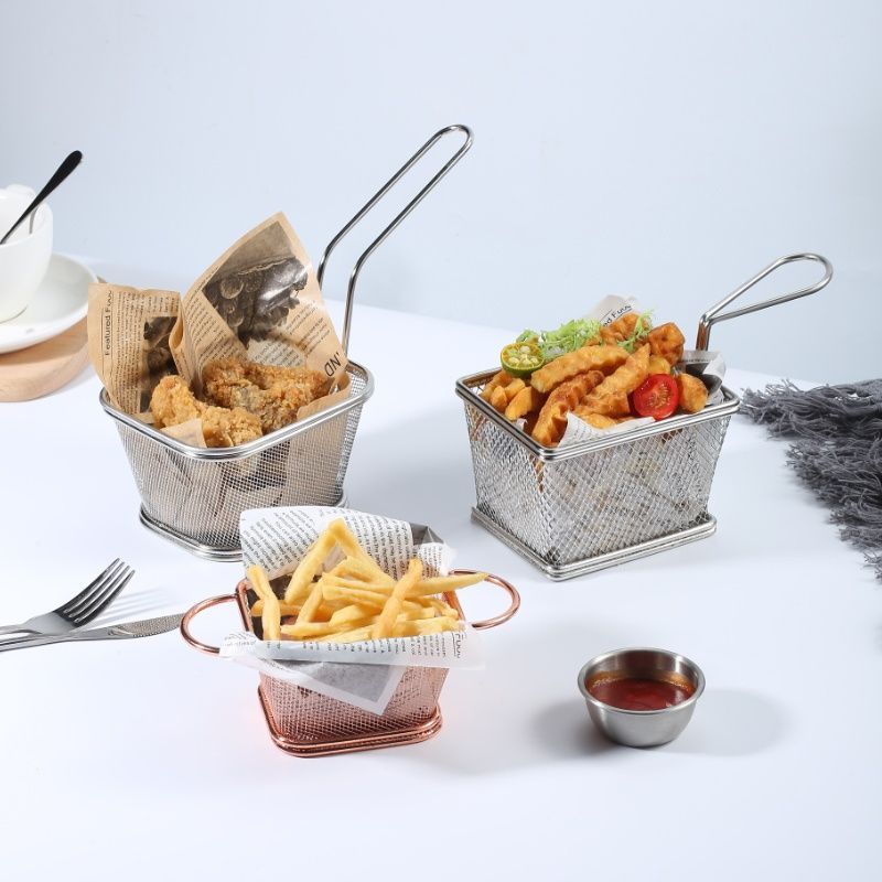 Nhà Hàng Phương Tây Thép Không Gỉ Pháp Khoai Tây Giỏ Mini Snack Giỏ Dầu Sáng Tạo Chiên Giỏ Thanh Chi