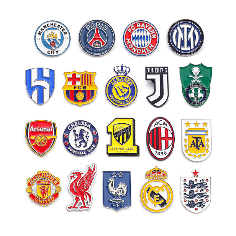 Real Madrid, Chelsea, Manchester City, Riyadh Victory, Al-Hilal logo đội bóng đá hợp kim huy hiệu tr