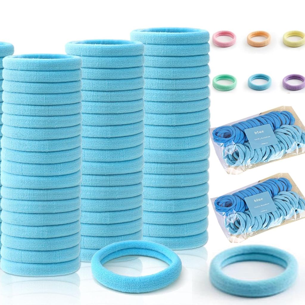 Dây buộc tóc màu xanh, 100 chiếc Dây buộc tóc liền mạch, Giá đỡ đuôi ngựa màu xanh Phụ kiện tóc Dây 
