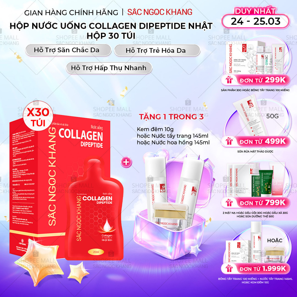 Nước uống đẹp da Collagen Dipeptide Sắc Ngọc Khang hấp thụ nhanh giúp trẻ hóa làn da - săn chắc và sáng mịn 2PL