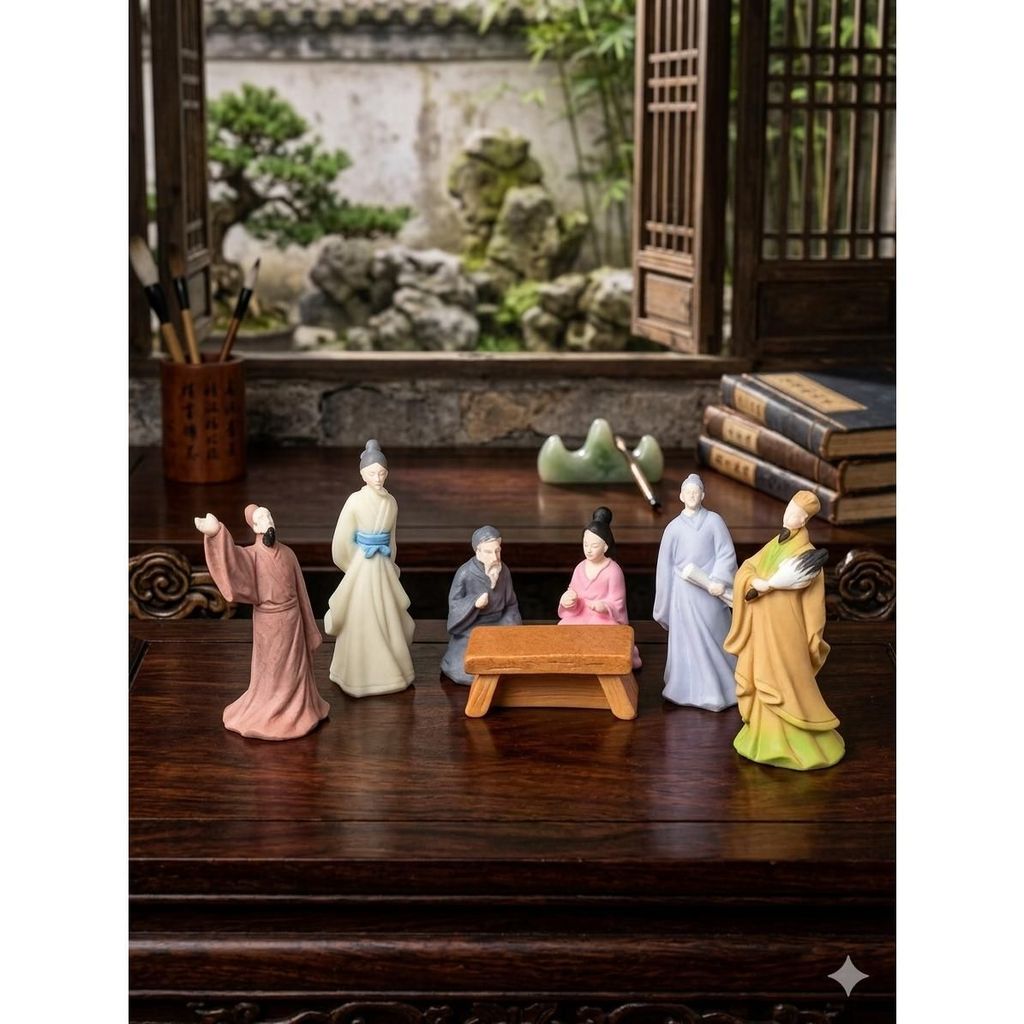 Mô Hình Thất Hiền Bộ 7 Tượng - Phụ Kiện Decor Bonsai, Bán Cạn, Terrarium Chống Nước