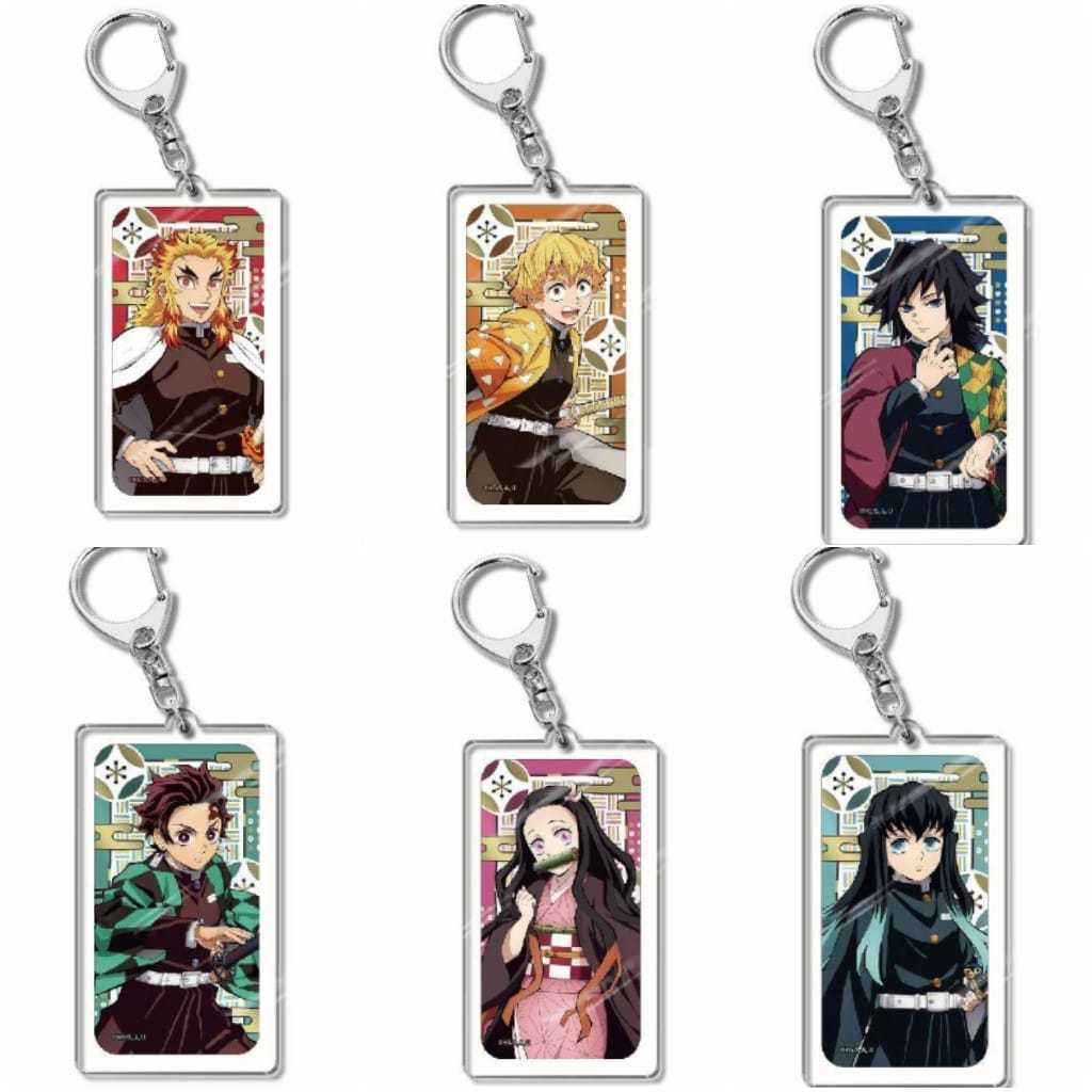 Demon Slayer Anime Rectangular Shape Gantungan Kunci Akrilik Anime Acrylic Keychain Collection