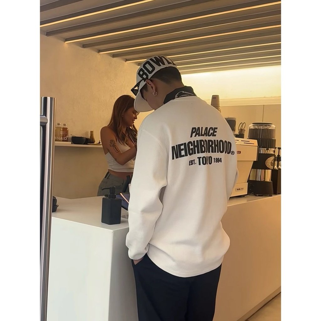 NBHD × Pal Waffle knit Henry collar long sleeve shirt T Shirt Bottoming Shirt