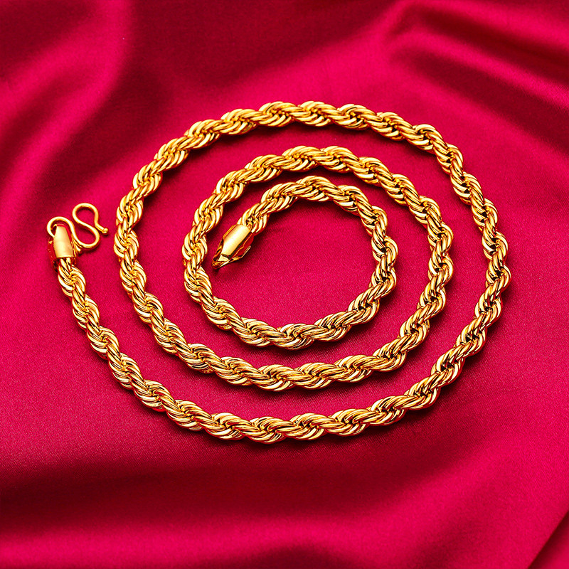 Việt Nam Cát Vàng Sống Nam Độc Đoán Vòi Vòng Cổ Đồng Mạ Vàng Lớn Dây Xích Vàng Vòng Cổ Xoắn Nam