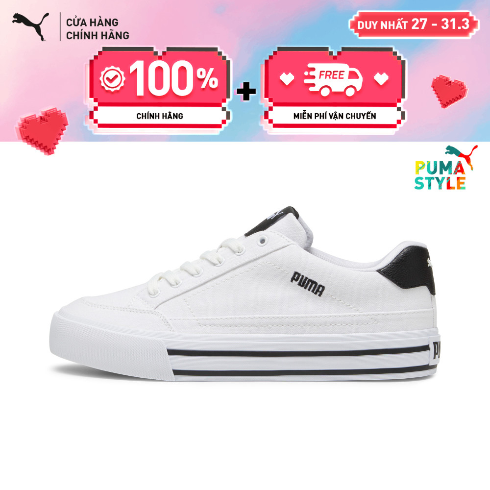 Giày Thời Trang PUMA Unisex Court Classic Vulc White-Black Màu Trắng