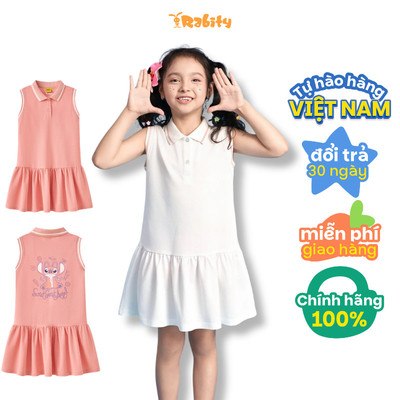  Đầm thun polo sát nách Stitch Disney bé gái Rabity 552.017