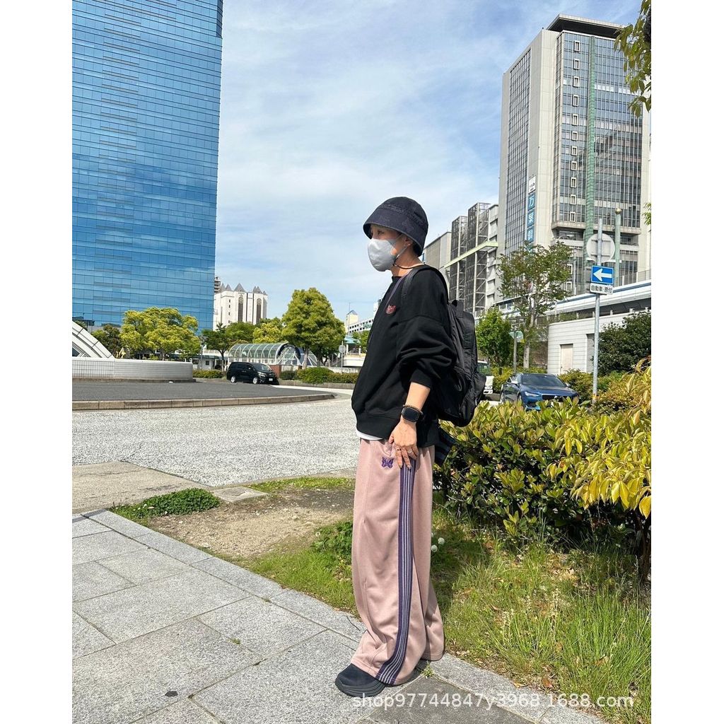 ETKA Needles Track Embroidered straight-leg pants European and American style os Loose-fit casual sp