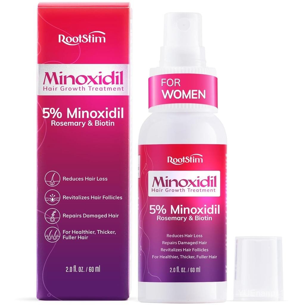 Xịt Minoxidil 5% dành cho nữ để mọc tóc: RootStim Extra Strength Minoxidil với hương thảo & Biotin đ