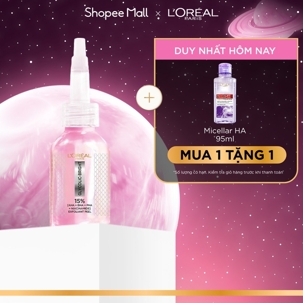 Dưỡng chất làm sạch tế bào da chết Glycolic-bright Anti-dark Spot Exfoliant Peel L’oréal Paris 25ml