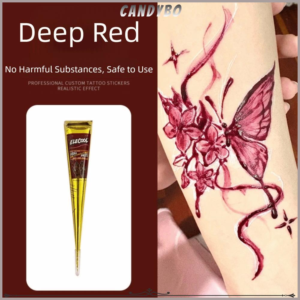 CANDYBO Henna Paste Cone, Kem xăm Henna nâu đen dễ sử dụng, Kem xăm Henna tạm thời Bán vĩnh viễn Kem