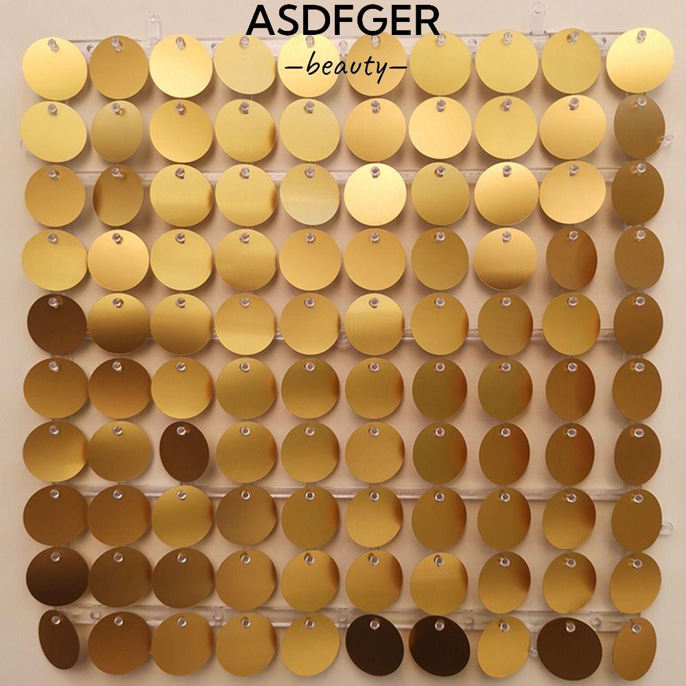 ASDFGER Sequin Panel Trang trí tường, Phông nền sequin PET lấp lánh, Tấm trang trí hình tròn màu vàn
