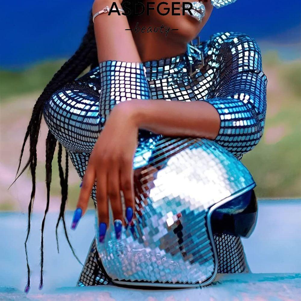 ASDFGER Disco Ball Mũ bảo hiểm Đảng Cowboy Glitter Mirror Disco Ball Hat