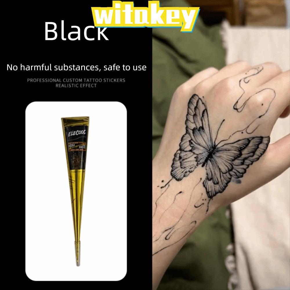 WITAKEY Henna Tattoo Cream, Tạm thời Dễ sử dụng Henna Paste Cone, Henna Cream Đen Nâu Bán vĩnh viễn 