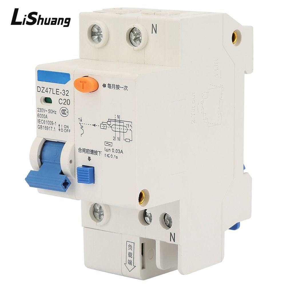 Bộ ngắt mạch LISHUANG, Bộ ngắt mạch bảo vệ 16A / 20A / 32A 230V, RCCB 1P + N DZ47LE-32 DZ47LE-32 1P 