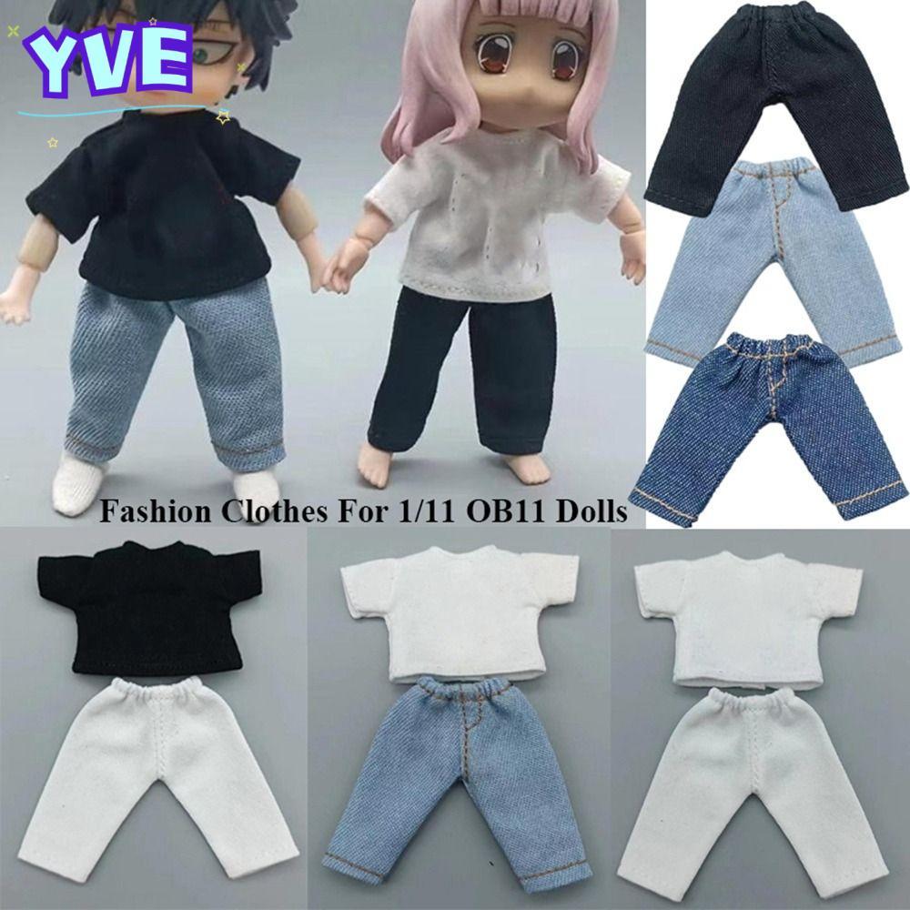 Quần búp bê thời trang YVE, Áo thun quần áo búp bê thời trang dễ thương, Quần Denim Mini 8 màu cho 1