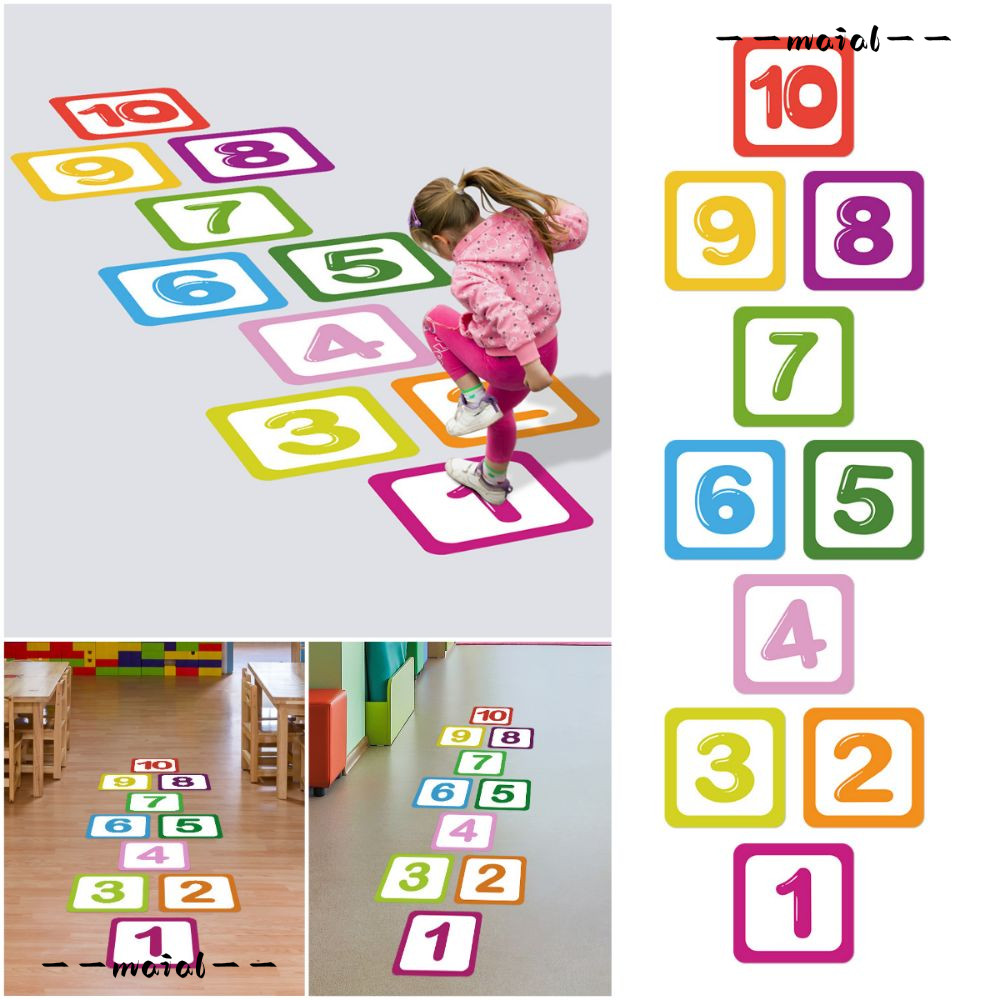 Nhãn dán sàn hoa tulip MAIAL, Đề can trò chơi số lưới tự dính nhiều màu, 10 / 15 / 20cm Nhãn dán lướ