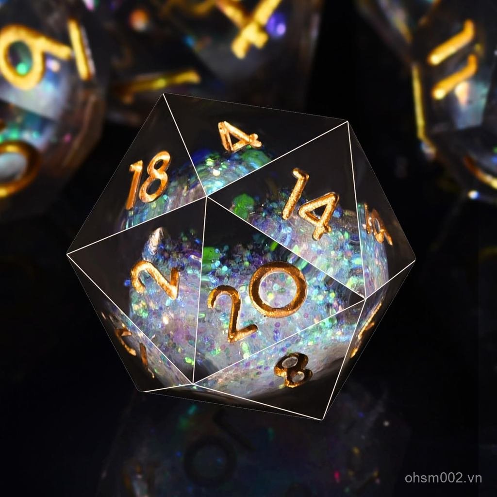 AUSTOR Core Resin DND Dice Sharp Edge Polyhedral Dice 7Die DND Dice Set Quicksand Handmade Resin Xúc
