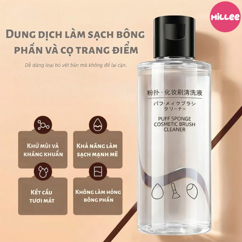 Nước Giặt Cọ Mút Trang Điểm, Nước Rửa Cọ 50ml, Làm Sạch Nhanh, Dịu Nhẹ, Không Gây Hại Cho Tay, Tiện 