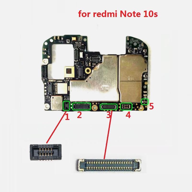2X Connecteurs FPC Connector Đầu nối pin sạc LCD XIAOMI Redmi Note 10S M2101K7B trên bo mạch chủ