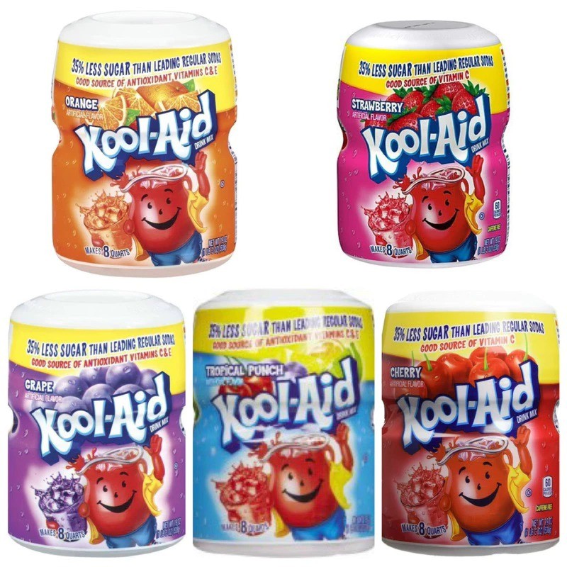 Bột Kool Aid pha nước trái cây không đường nhiều vị - dung tích 538gr