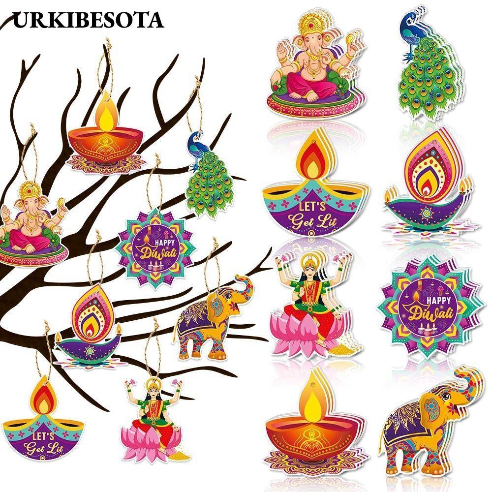 URKIBESOTA Diwali Cửa Treo Mặt Dây, Giấy DIY Diwali Treo Trang Trí, Thời Trang Hạnh Phúc Diwali Tran