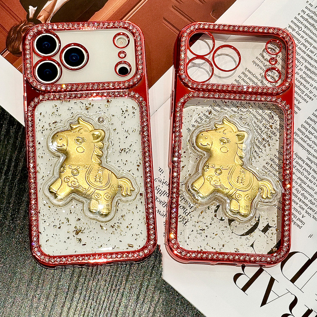 Ốp lưng ngựa giàu năm mới cho iPhone 17 PRO MAX iPhone17 iPhone 16 Pro Max Ốp lưng 14 15 16 Plus cho