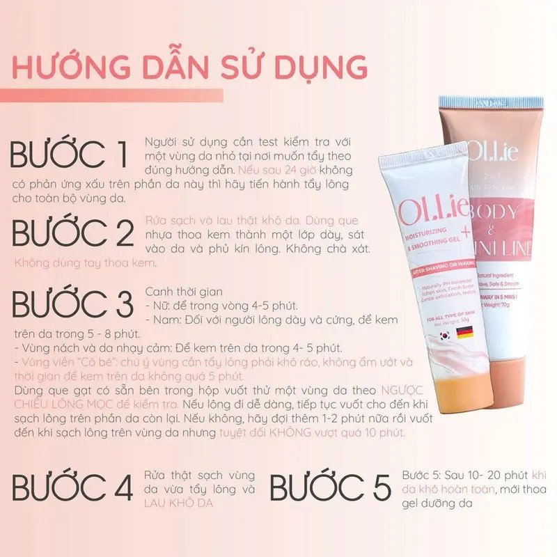 Kem tẩy lông OLLIE 70g–Tẩy lông vùng kín, nách, tay chân an toàn, không đau rát, phù hợp mọi loại da
