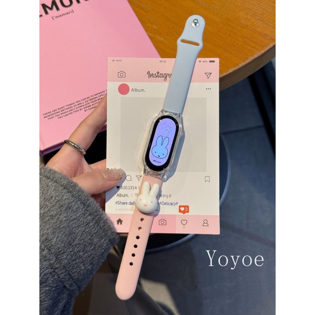 Ốp Lưng + Dây Đeo Hoạt Hình Cho Xiaomi Mi Band 10 9 8 7 6 5 4 3 Vòng Tay Cho Xiaomi Mi Band 10 Phiên