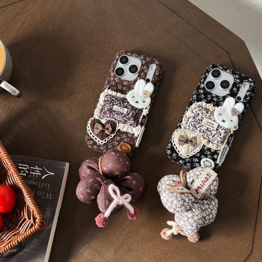Flannel Floral Miffy Phone Case for Apple 17/16pro Cartoon Creative Cover Iphone15/14 Drop-Resistant