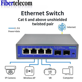 10G SFP + Fiber Switch 2.5Gbps Ethernet 4 cổng 2500Mbps Bộ chuyển đổi mạng Plug and Play