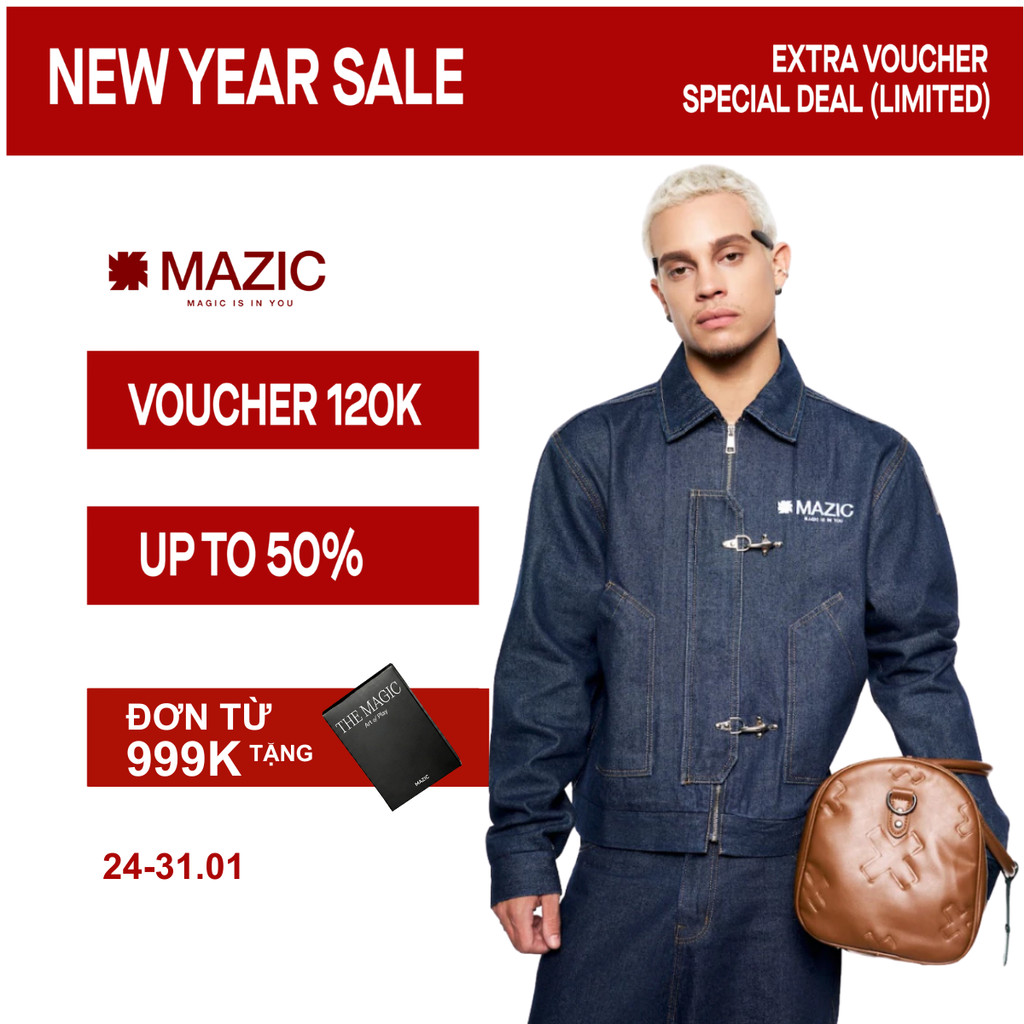 AK03 - MAZIC METAL-CLOSURE DENIM JACKET ÁO KHOÁC JEANS KHUY CÀI KIM LOẠI UNISEX