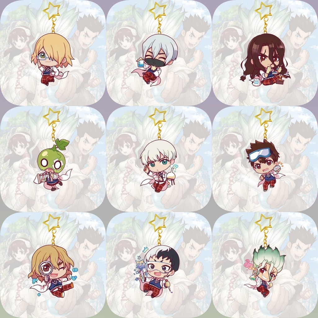 6CM Charm Anime Dr.Stone Acrylic Keychain Model Cosplay Characters Ornament Accessories Goods Collec